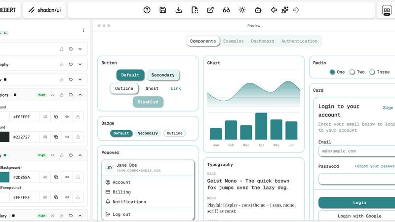 Huebert application interface and features