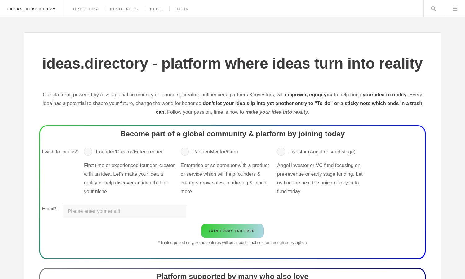 ideas.directory Website