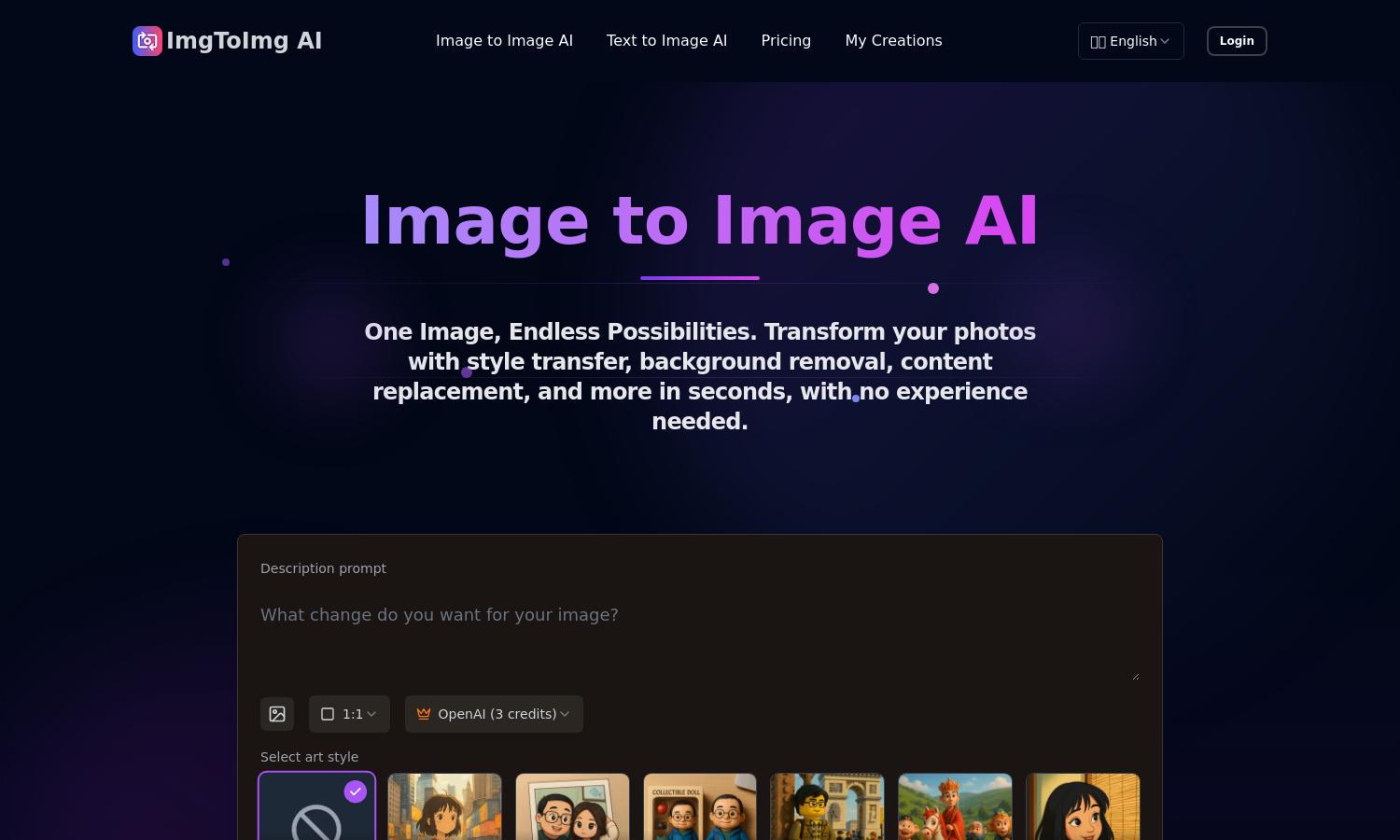Image to Image AI Website