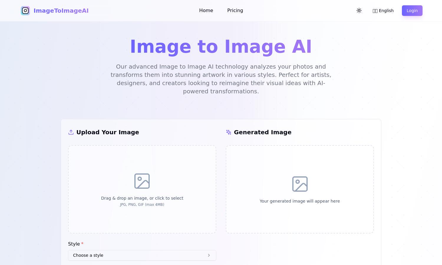 Image To Image AI Website