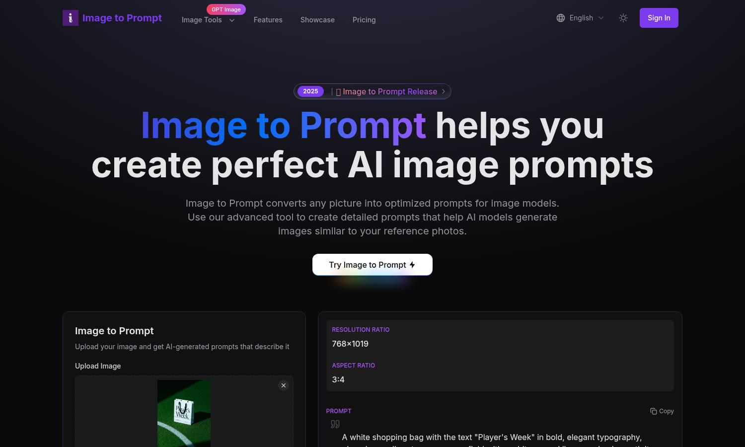 Image to Prompt Website