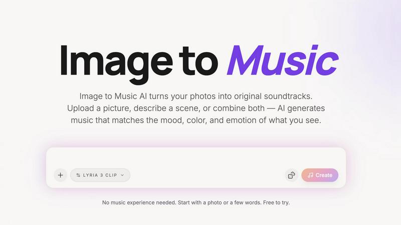 Image to Music AI application interface and features