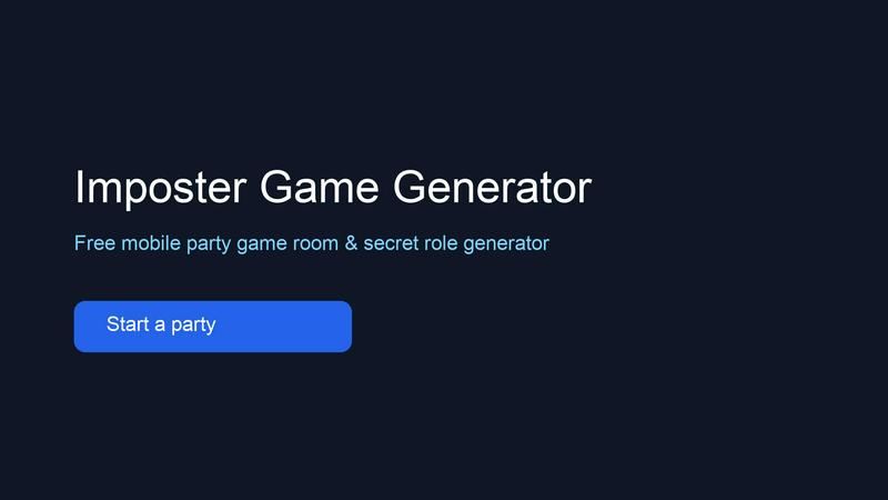 Imposter Game Generator application interface and features