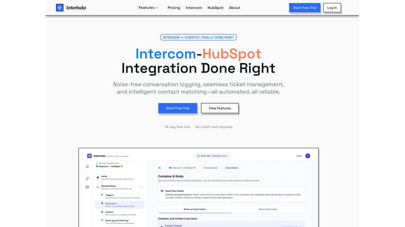 Interhubz application interface and features