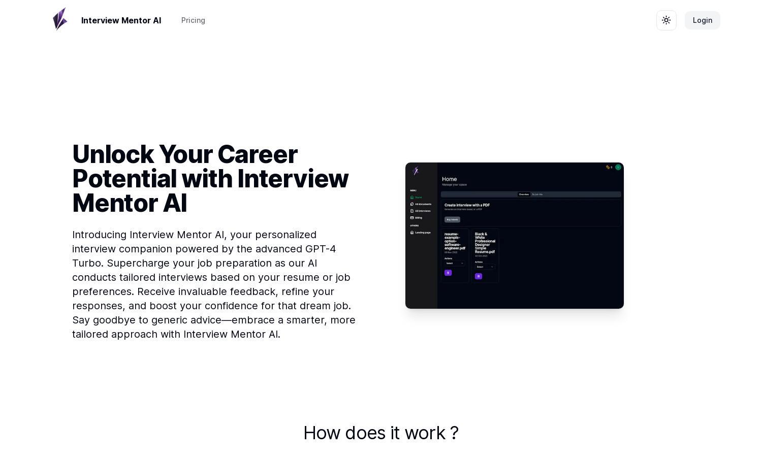 Interview Mentor AI Website