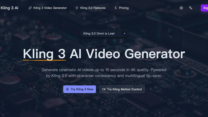 Kling 3.0 AI application interface and features