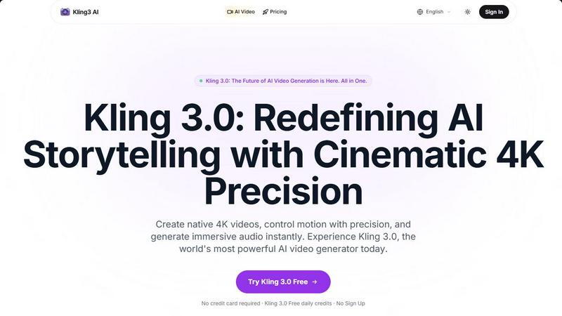 Kling 3.0 application interface and features