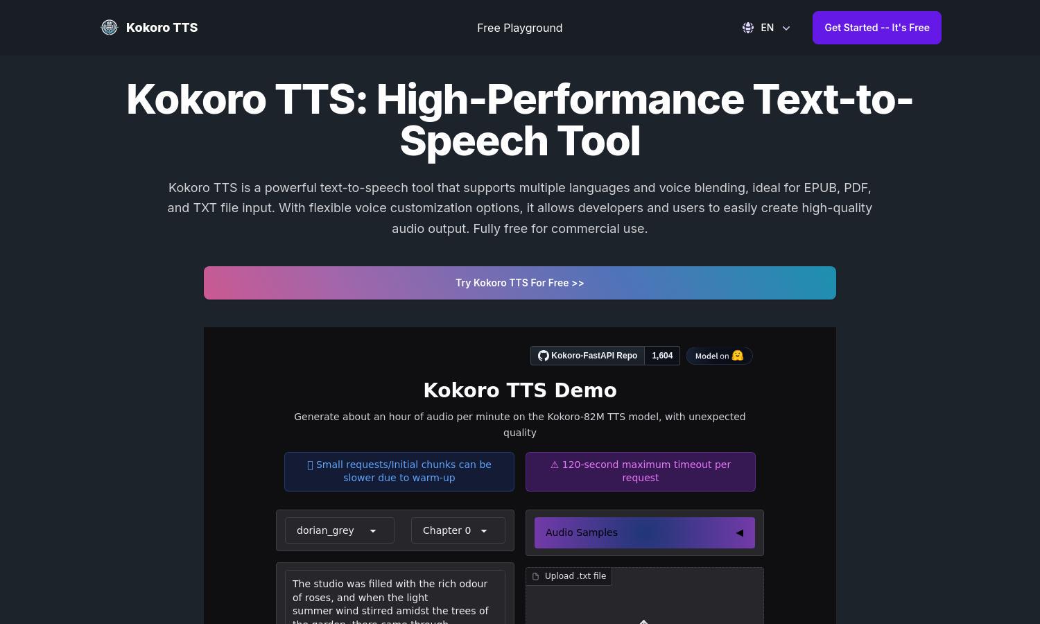 Kokoro TTS Website