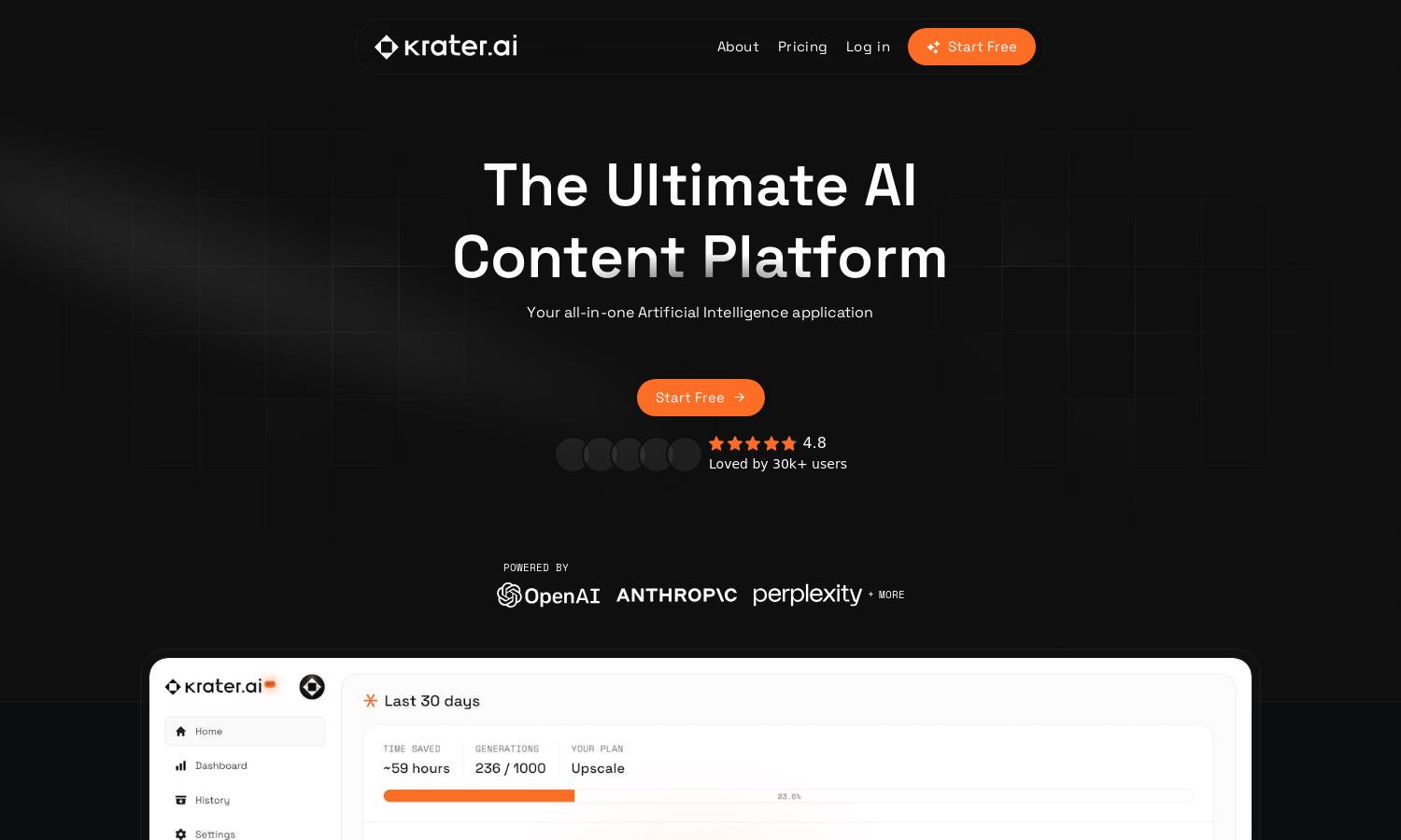 Krater.ai Website