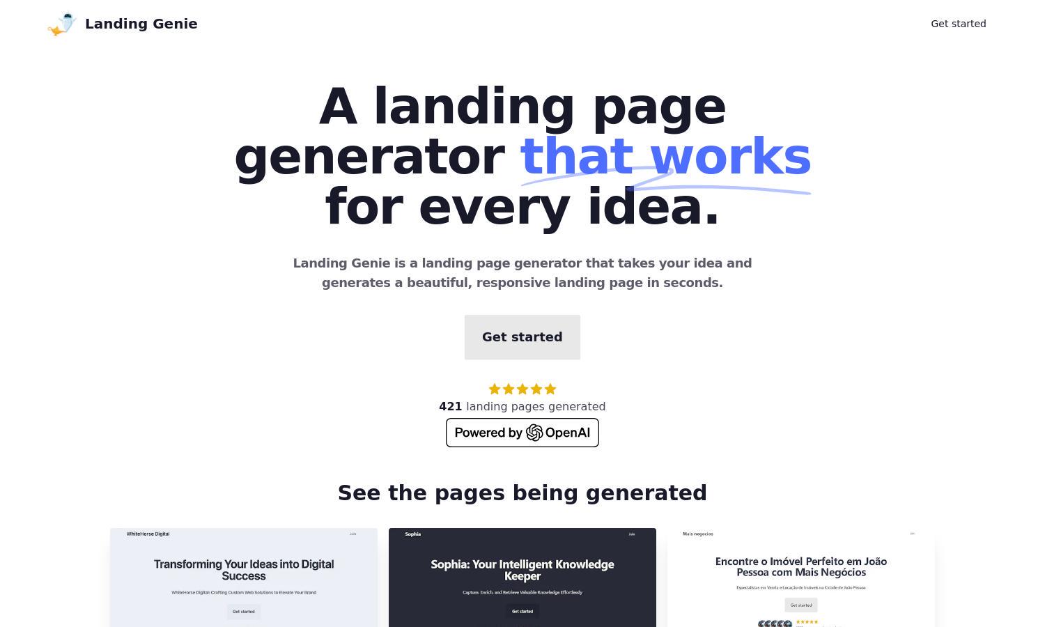 Landing Genie Website