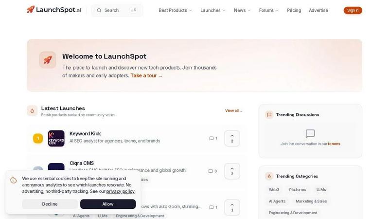 LaunchSpot.ai application interface and features