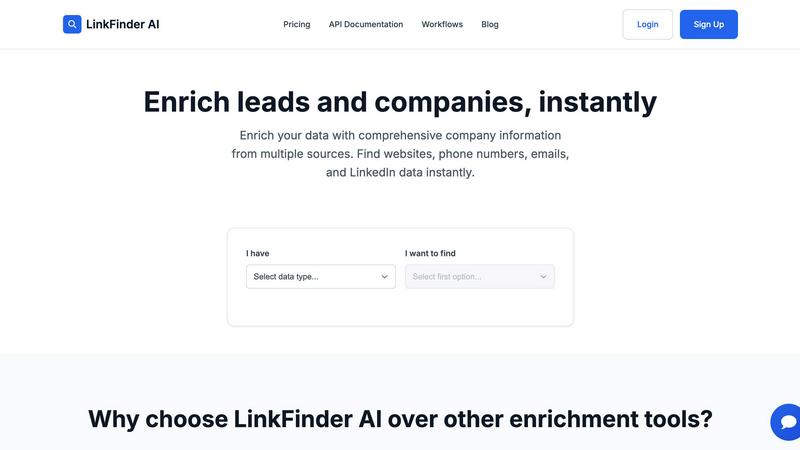 Linkfinder AI application interface and features