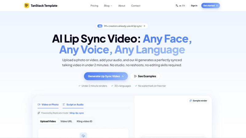 AI Lip Sync Video application interface and features