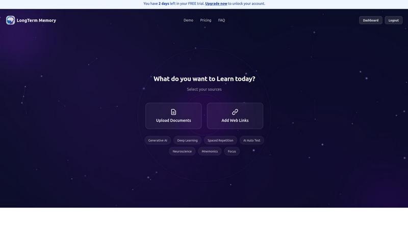 LongTerMemory AI Study tool screenshot