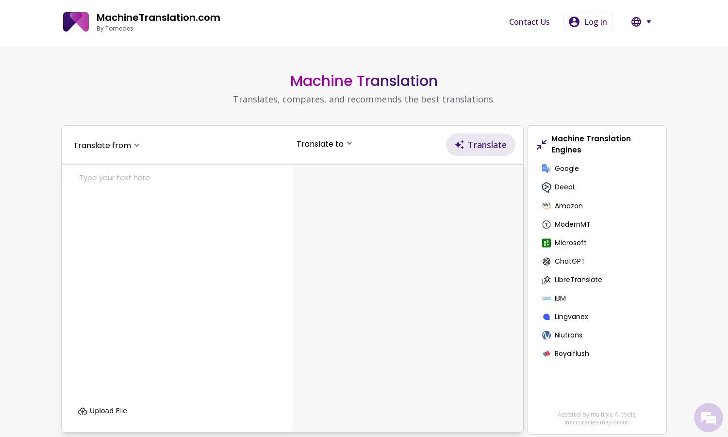 MachineTranslation.com Website