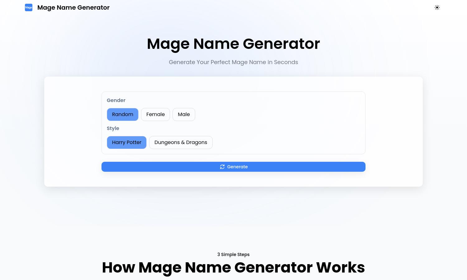 Mage Name Generator Website