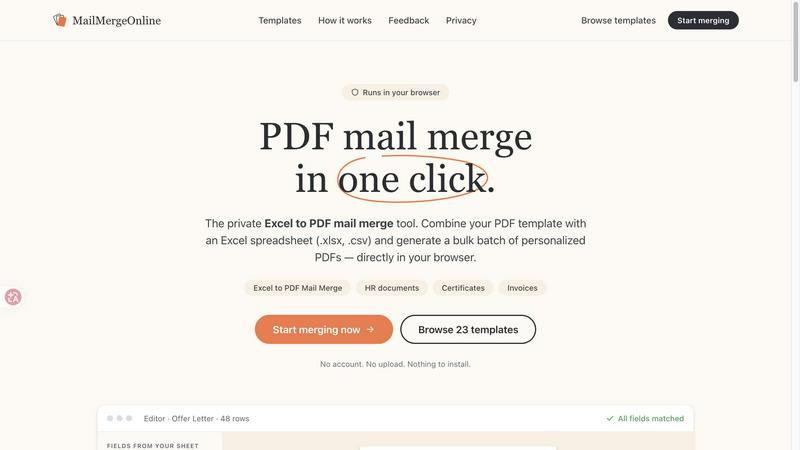 PDF Mail Merge Online screenshot