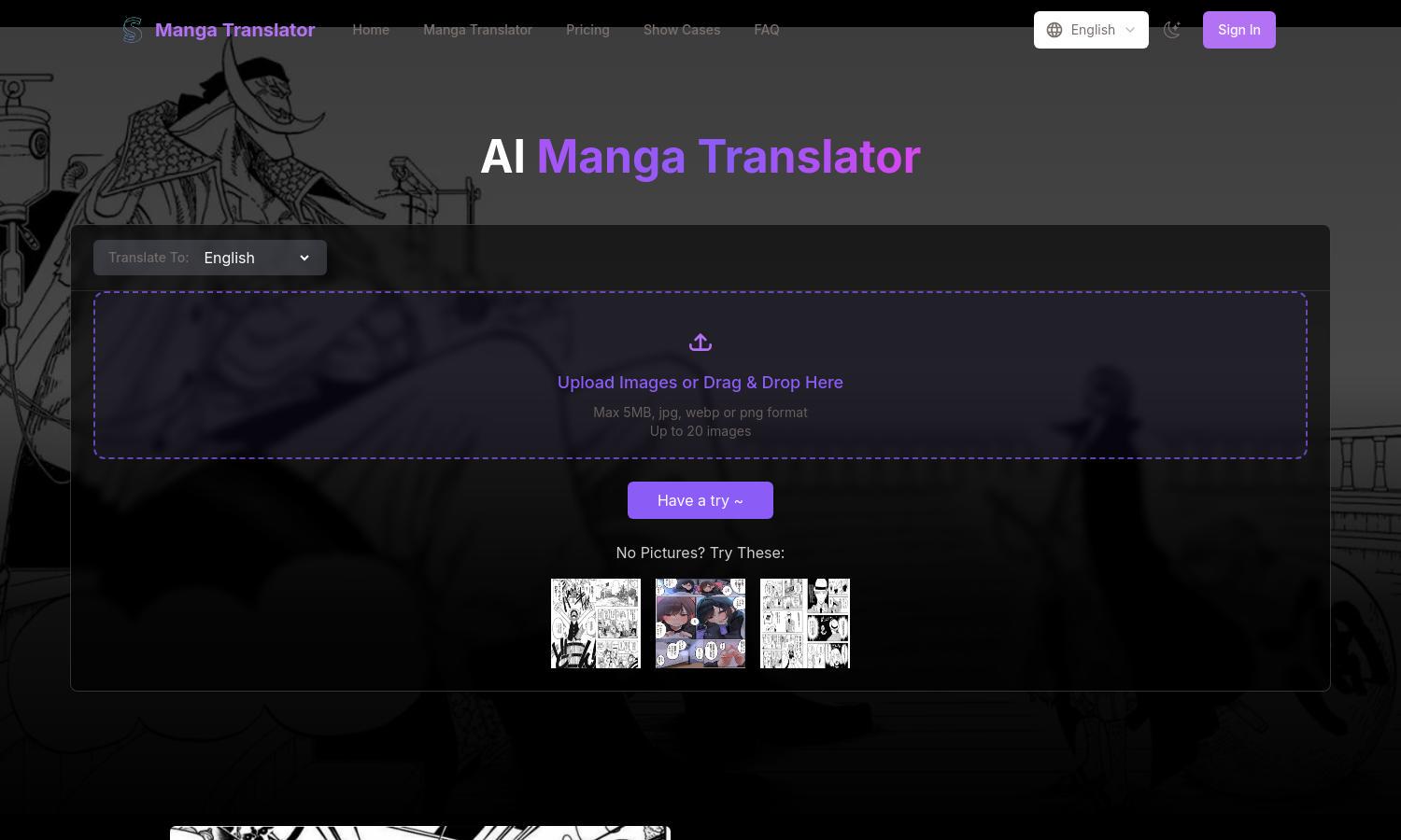 Manga Translator Website