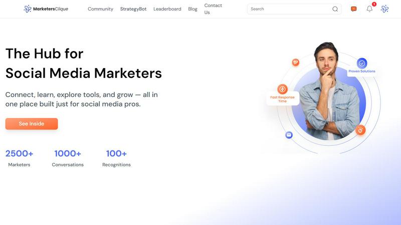 MarketersClique application interface and features