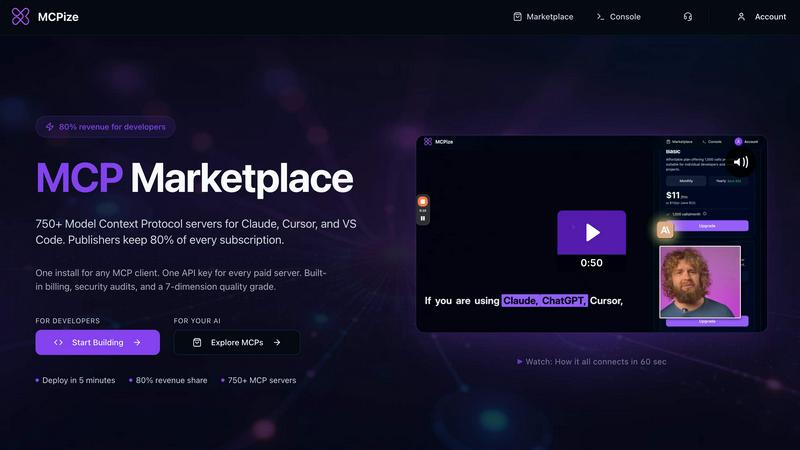 MCPize screenshot