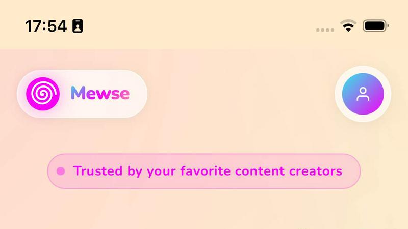 Mewse application interface and features