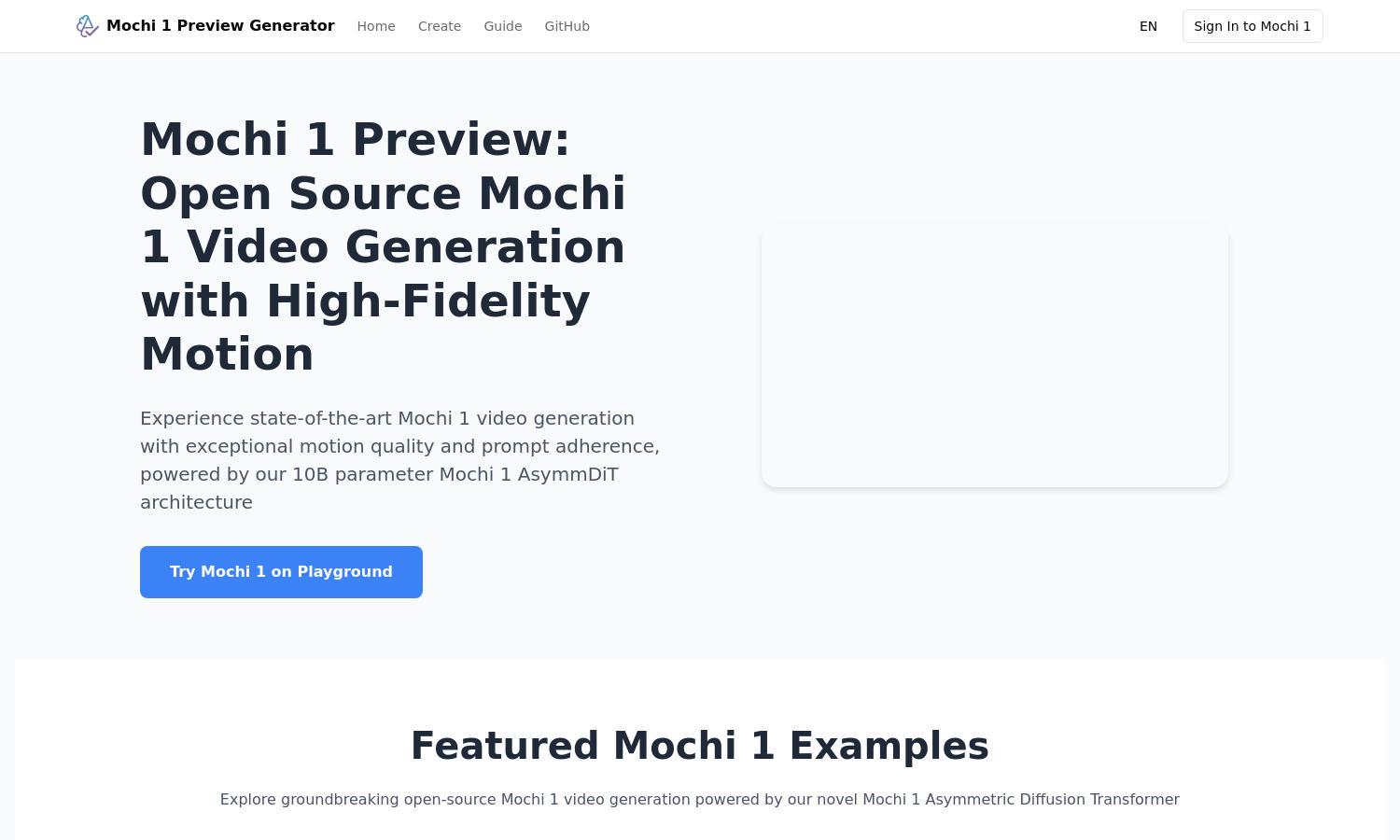 Mochi 1 Preview Website