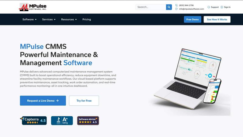 MPulse CMMS Software application interface and features