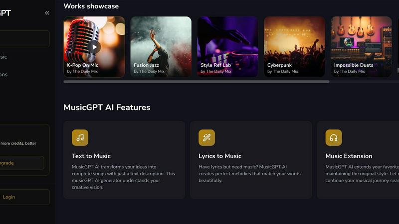 MusicGPT AI application interface and features