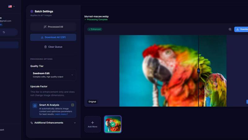 MyImageUpscaler application interface and features
