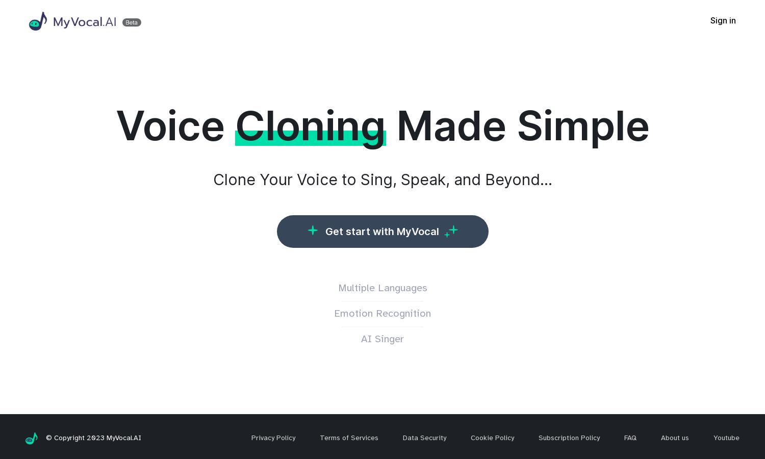 MyVocal.ai Website