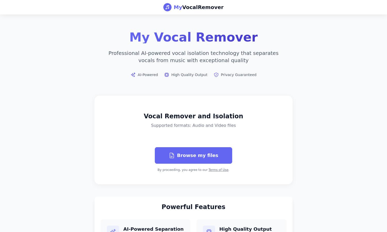 MyVocalRemover Website