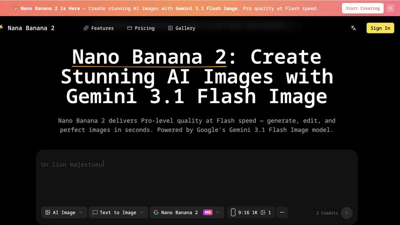 Nano Banana 2 - AI Image Editor application interface and features