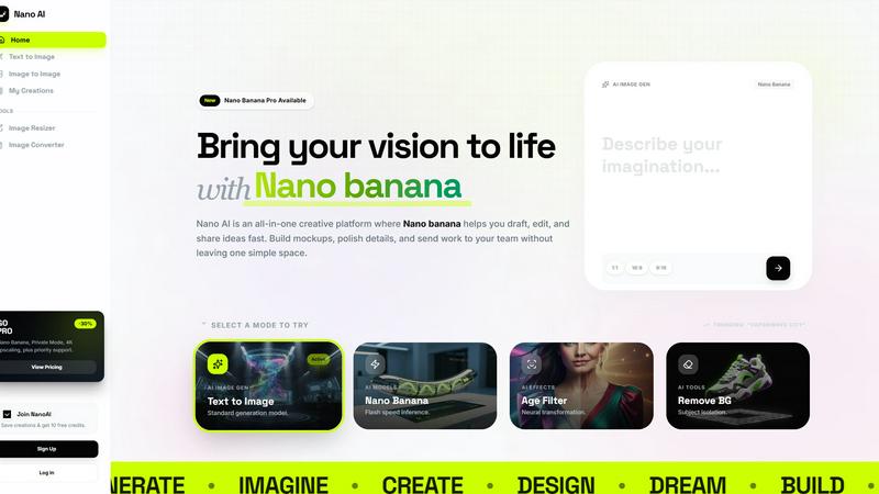 Nano AI application interface and features