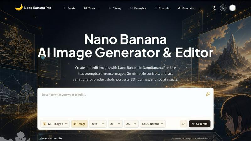 Nanobananapromax application interface and features