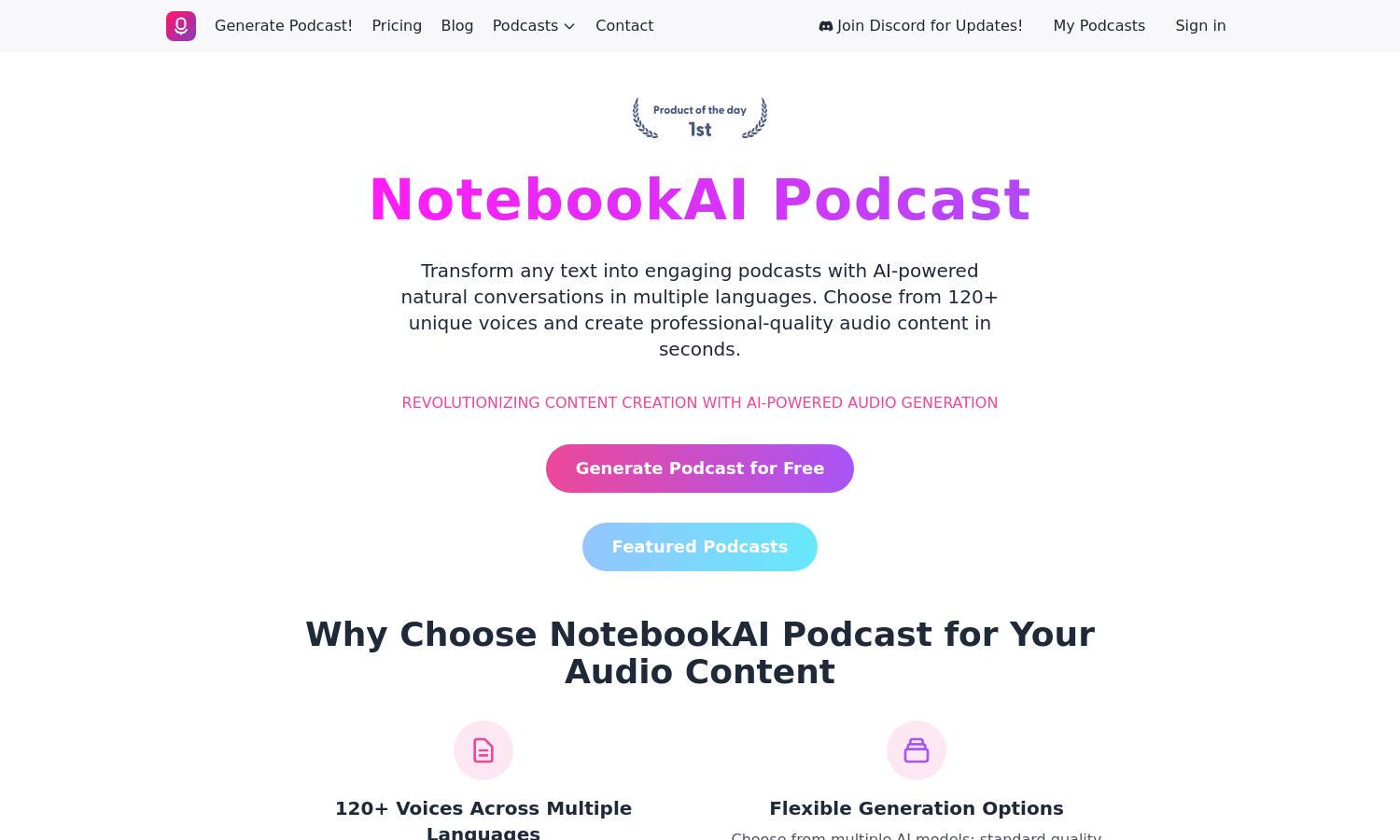 NotebookAI Podcast Website