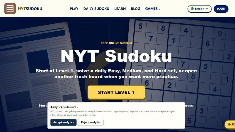 NYT Sudoku screenshot