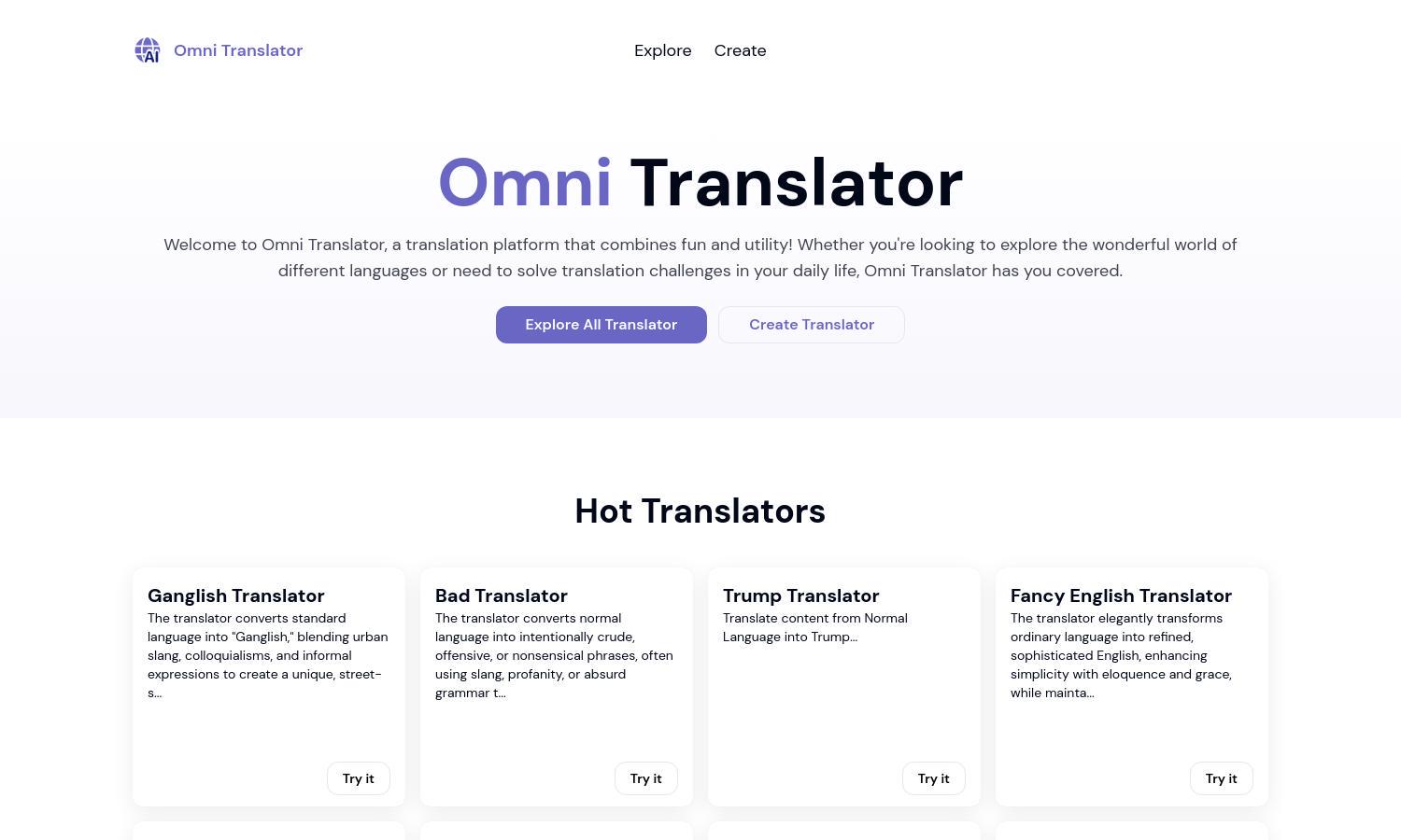 Omni Translator Website