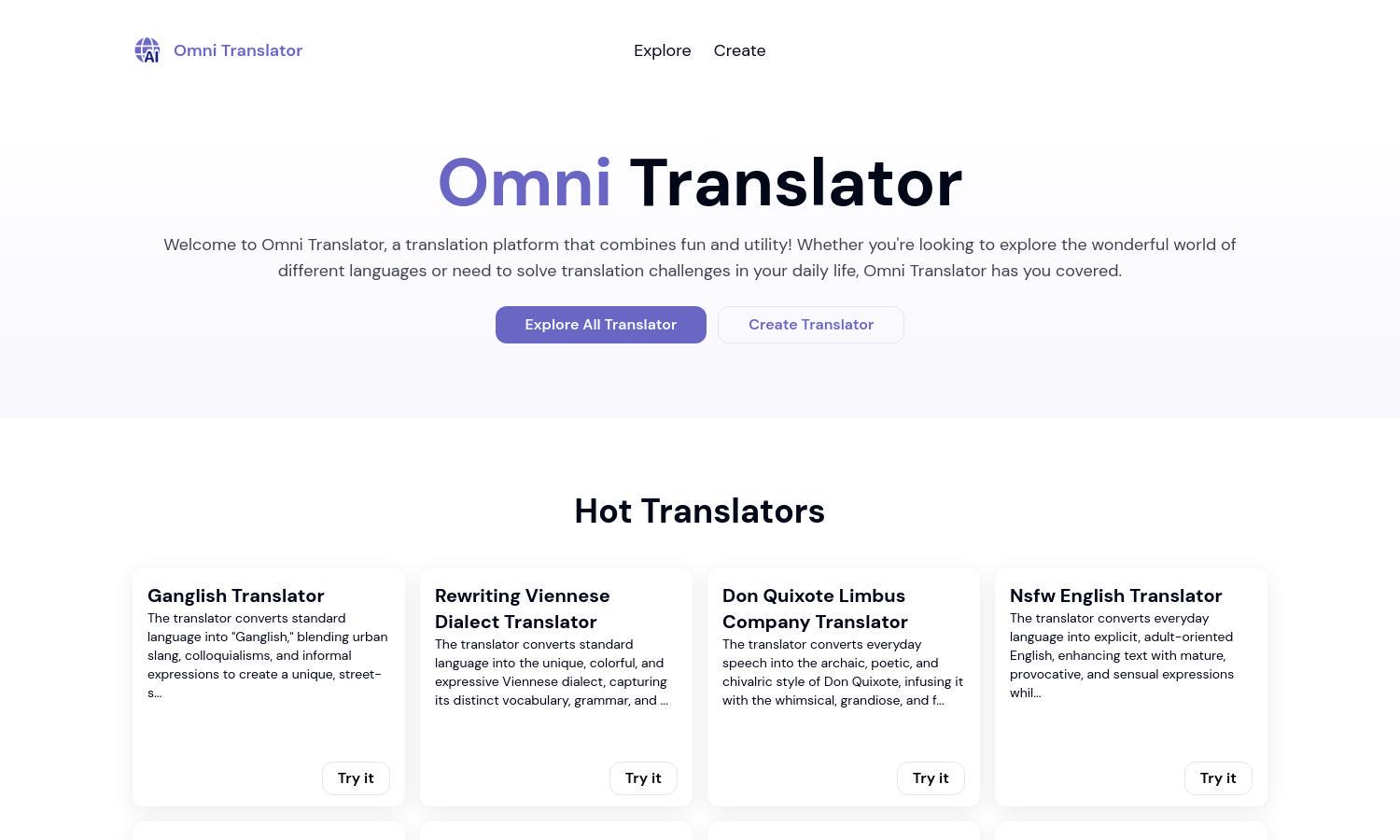 Omni Translator Website