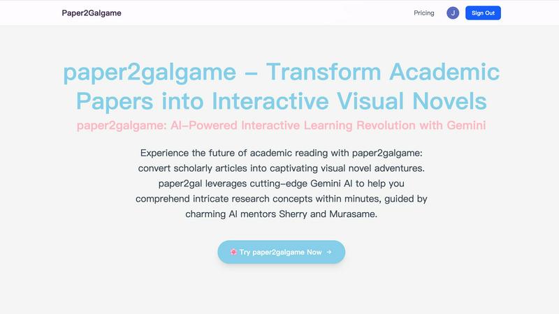 Paper2Galgame application interface and features