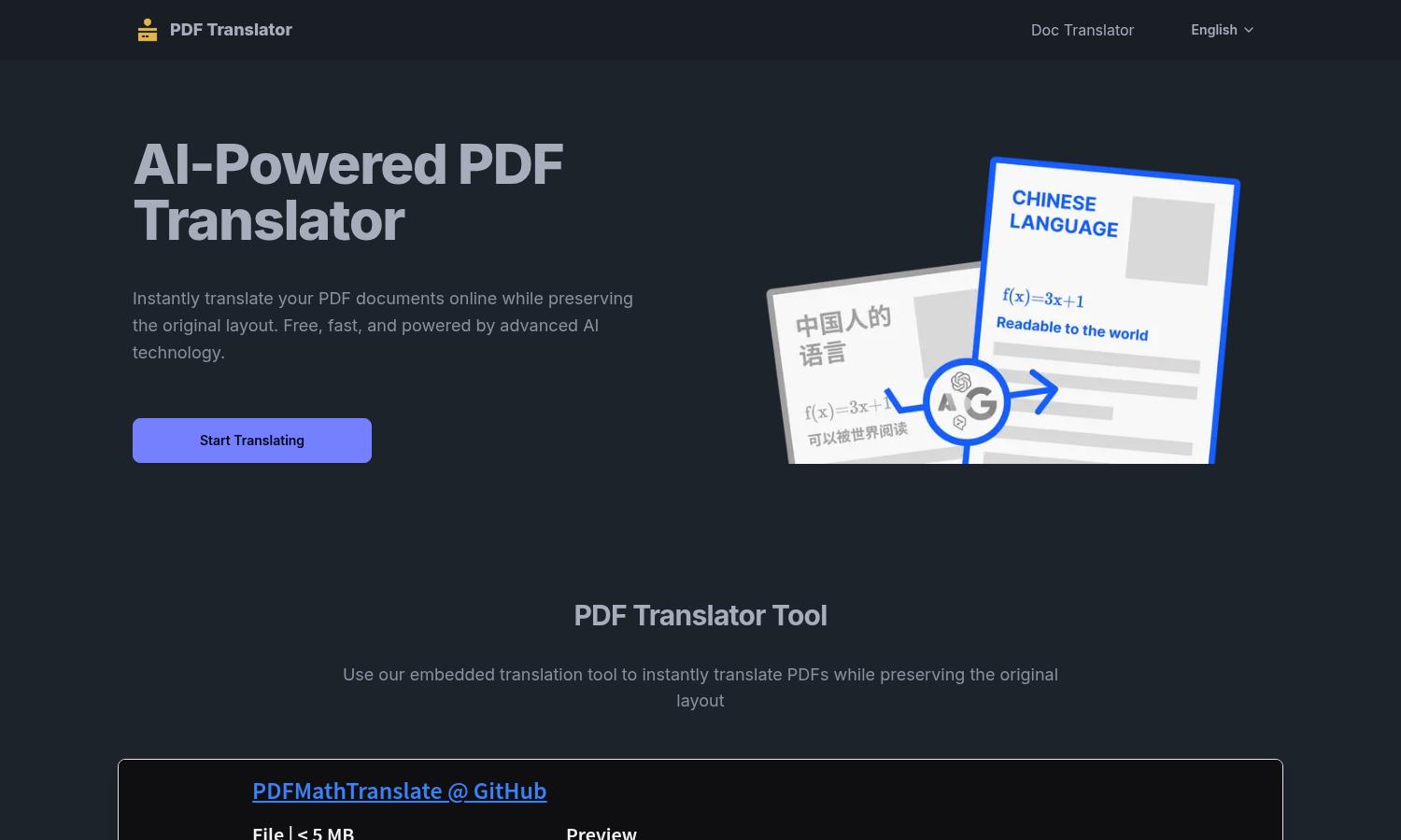 PDF Translator Online Website