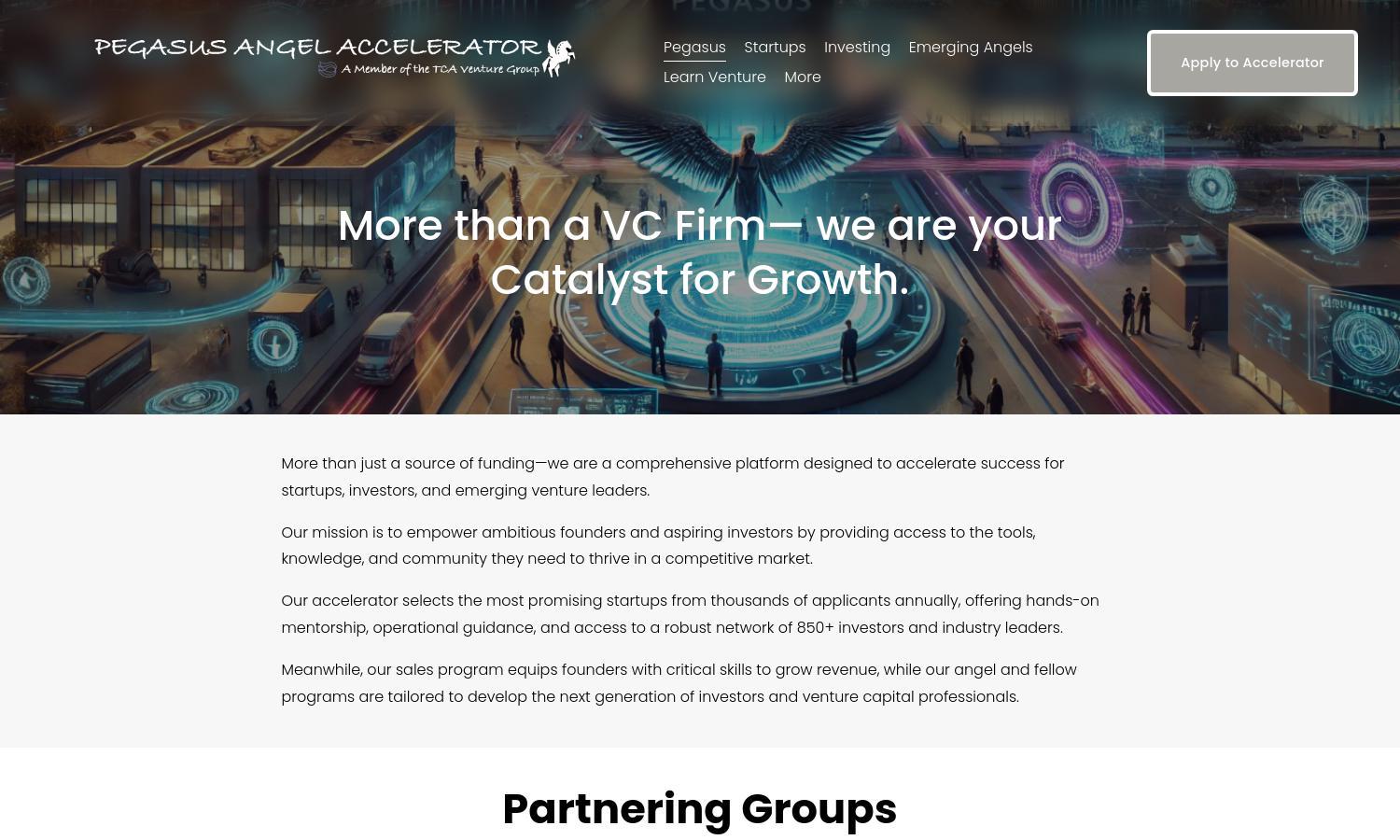 Pegasus Angel Accelerator Website