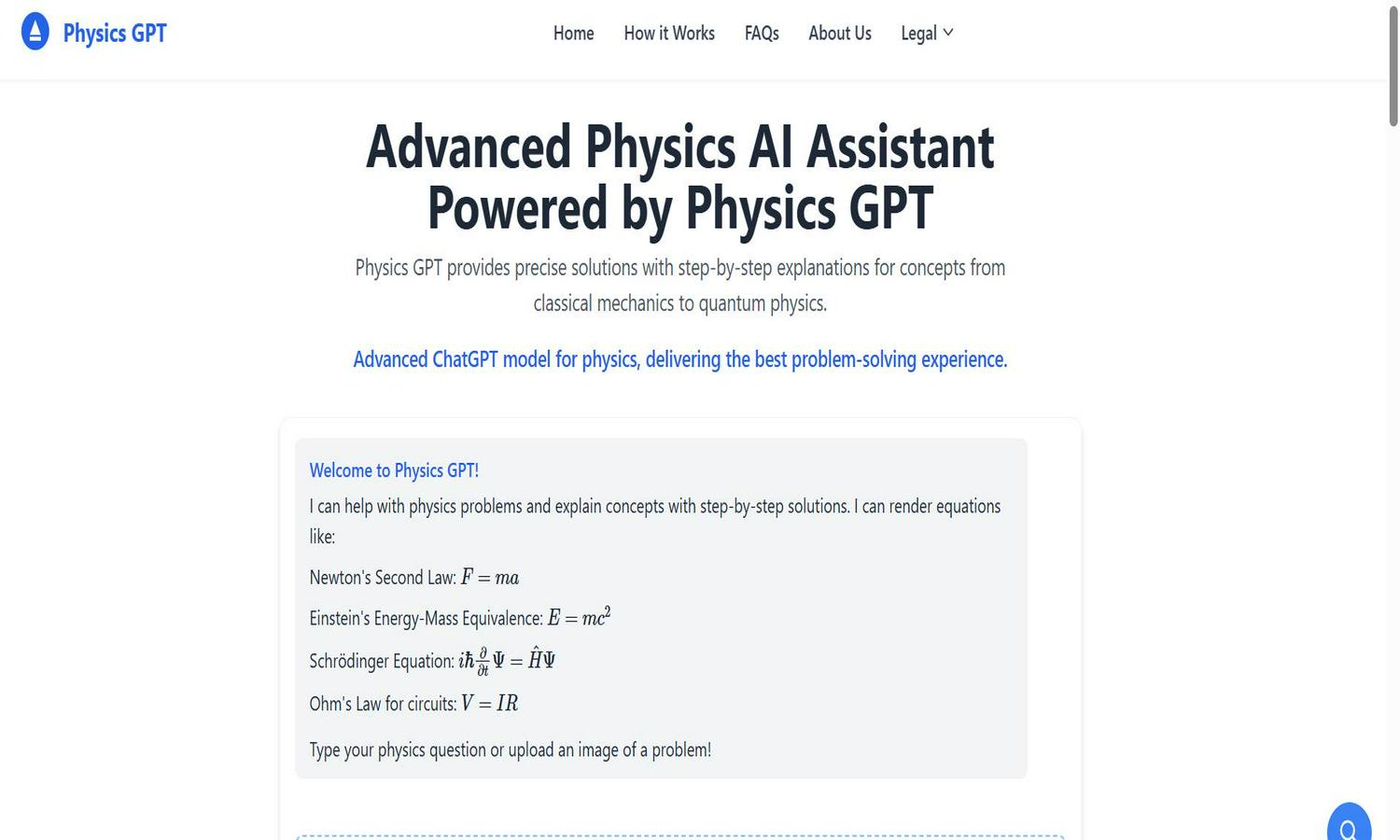 PhysicsGPT Website
