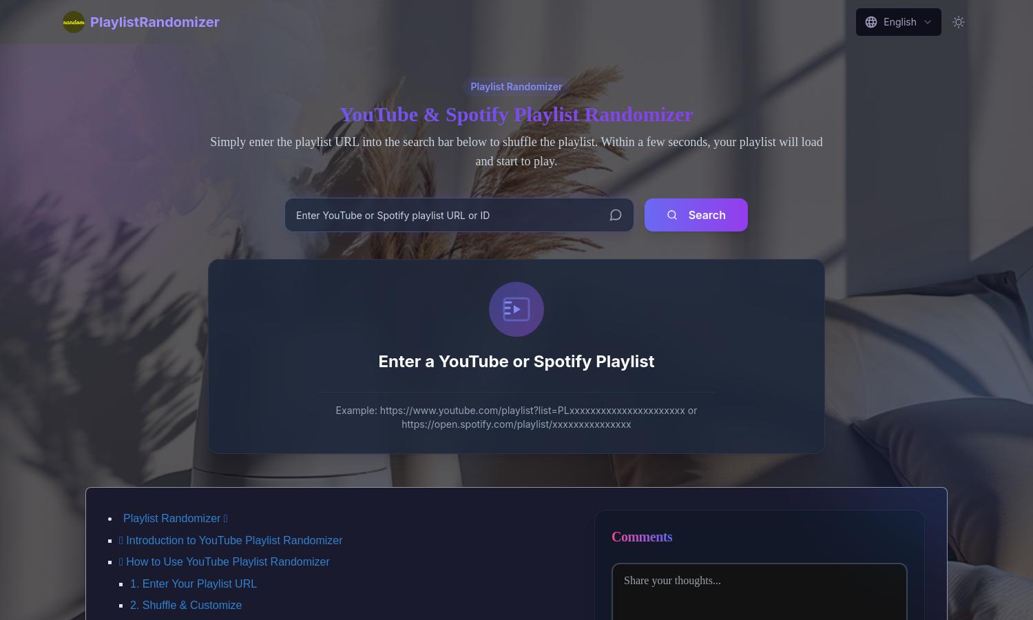 Playlist Randomizer Website