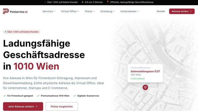 Postservice.at screenshot