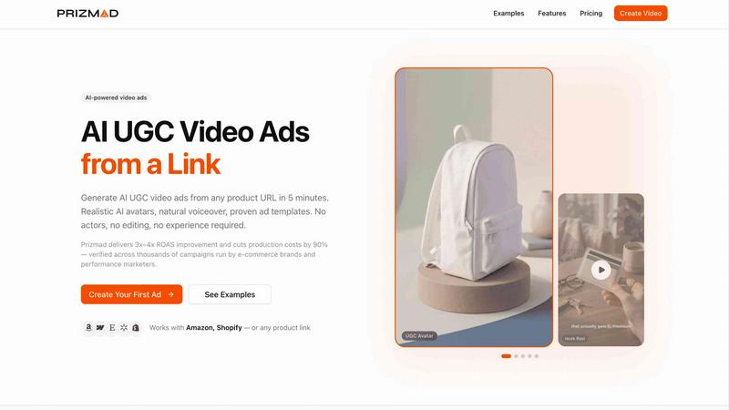 Prizmad application interface and features
