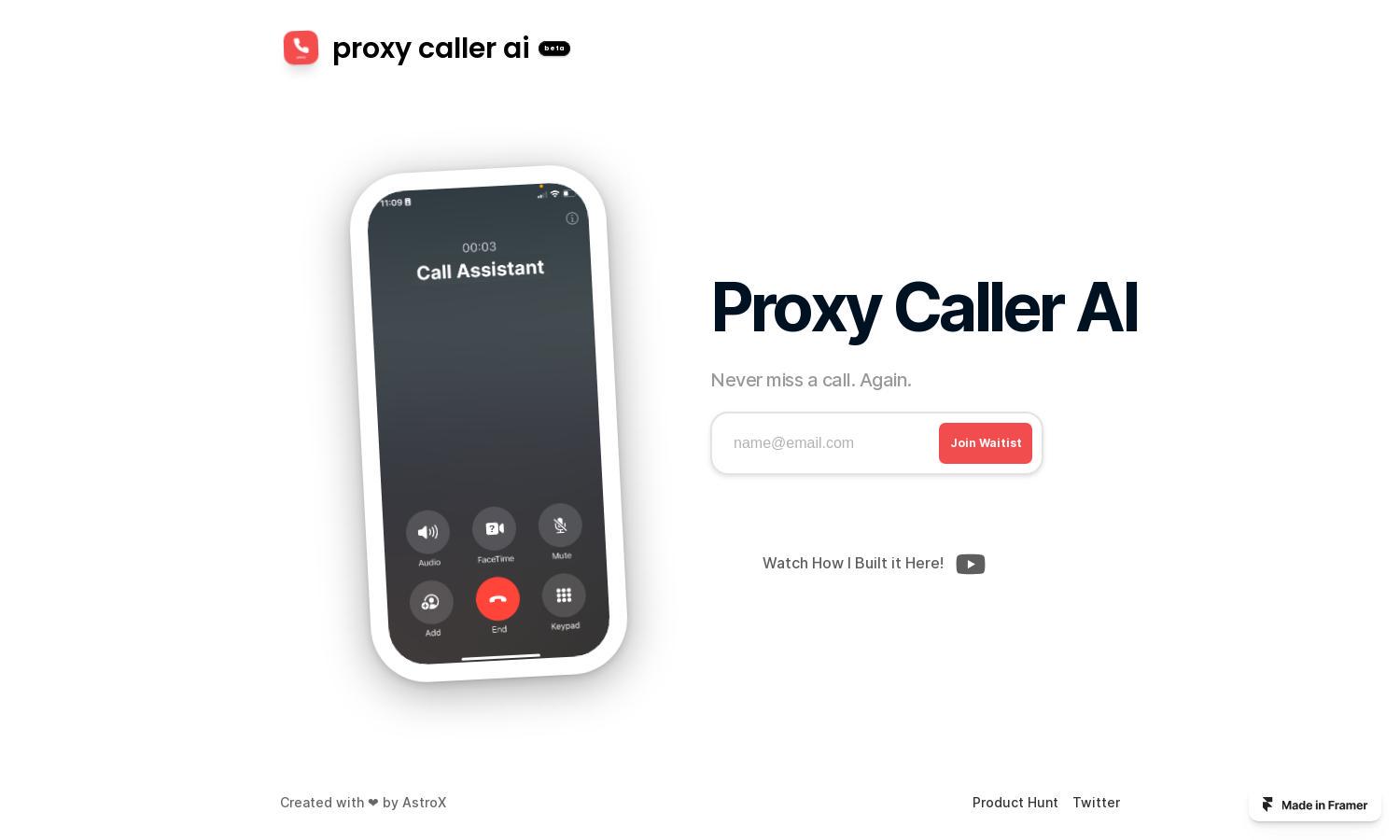 Proxy Call Assistant Website