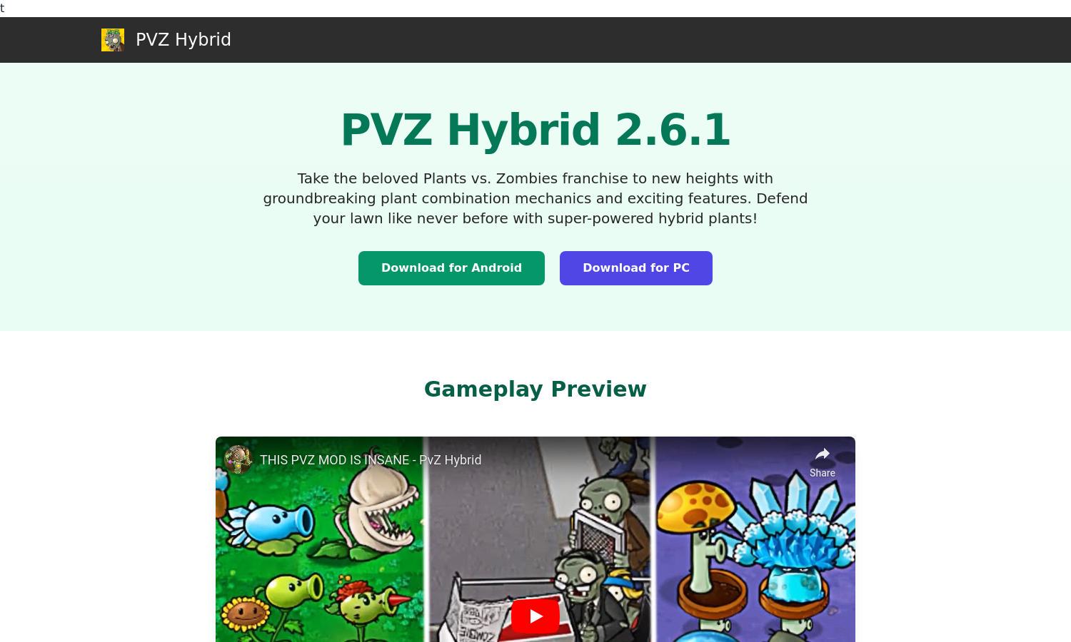 PVZ Super Hybrid Website