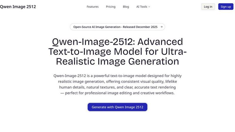 Qwen Image 2512 application interface and features