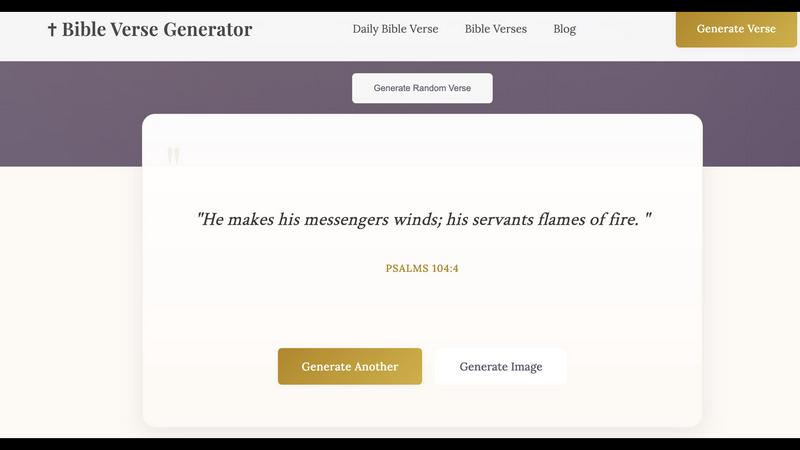 Random Bible Verse Generator application interface and features