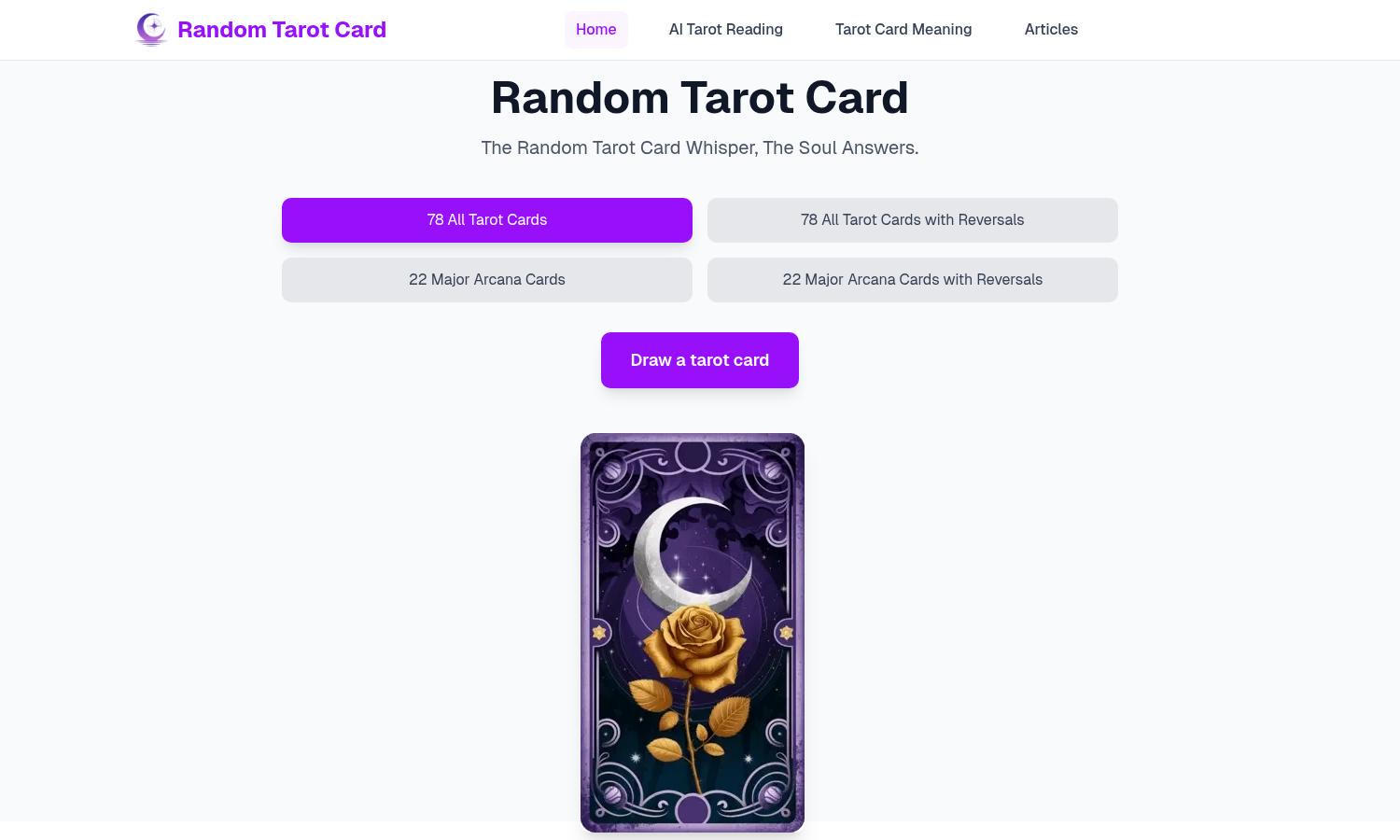 Random Tarot Card Generator Website